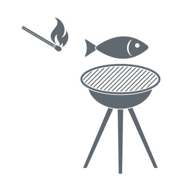 Izgara balık simgesi. Vektör illustratio