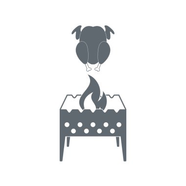 Mangal şiş ve tavuk simgesi. Vektör illustratio