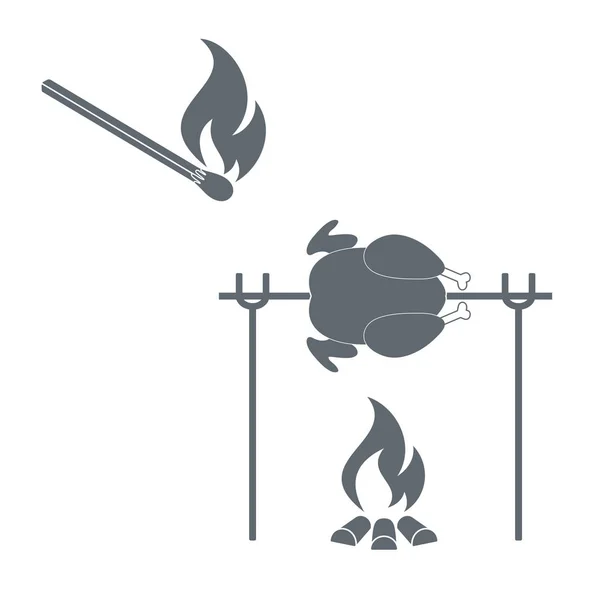 Grilled Chicken Icon Vector Illustratio — Stock Vector