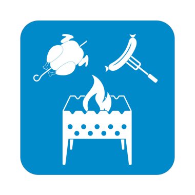 Mangal, chicen ve sosis simgesi. Vektör illustratio