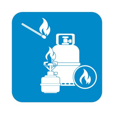 Kamp ocağı gaz şişesi simge vektör ile. Vektör çizim