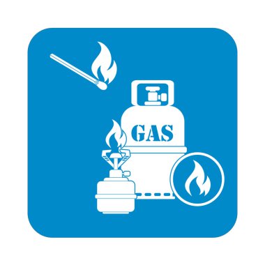Kamp ocağı gaz şişesi simge vektör ile. Vektör çizim