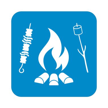 Izgara sosis, Zephyr'i ve Kebap simgesi. Vektör illustratio