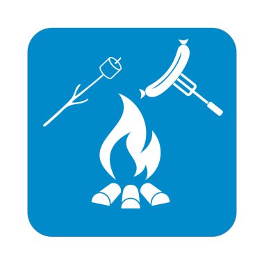 Izgara sosis ve zephyr simgesi. Vektör illustratio