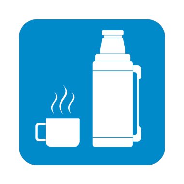 Kamp ve ekipman hiking, termos konteyner simgesi. Vektör illustratio