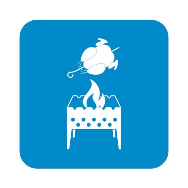 Mangal şiş ve tavuk simgesi. Vektör illustratio