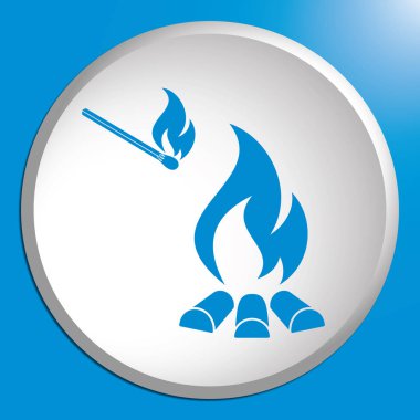 Kamp ateşi siluet simge. Vektör illustratio