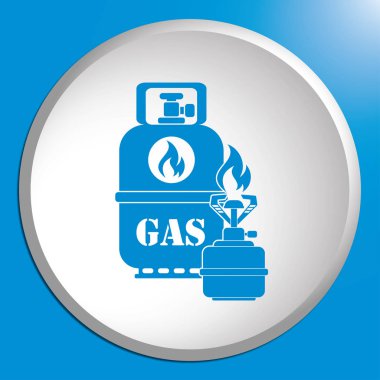 Kamp ocağı gaz şişesi simgesi olan. Vektör çizim