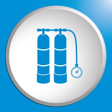 Tüplü vektör çizim. Dalış ekipman vektör işareti. Aqualung yüzme için