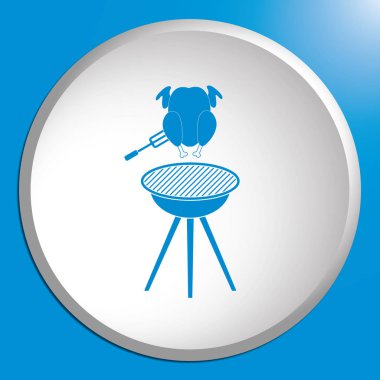 Barbekü ızgara tavuk simgesi olan. Vektör illustratio