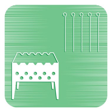 Mangal ızgarası ile şiş simgesini. Vektör illustratio