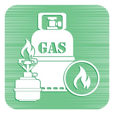 Kamp ocağı gaz şişesi simgesi olan. Vektör çizim