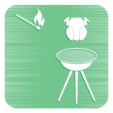 Barbekü ızgara tavuk simgesi olan. Vektör illustratio