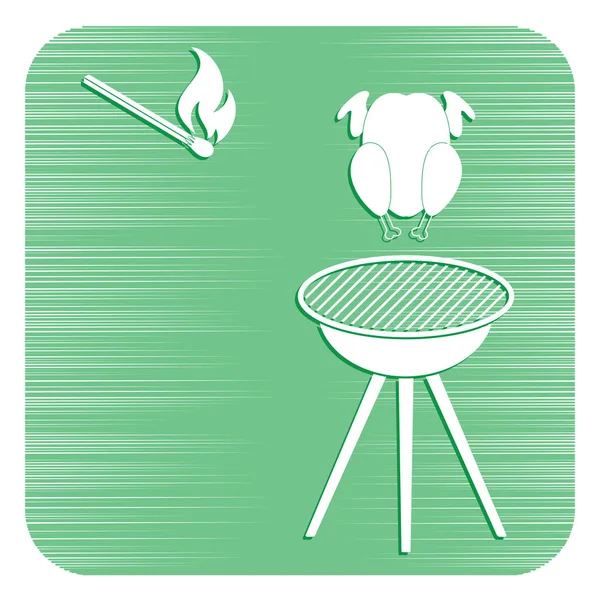 Barbekü ızgara tavuk simgesi olan. Vektör illustratio