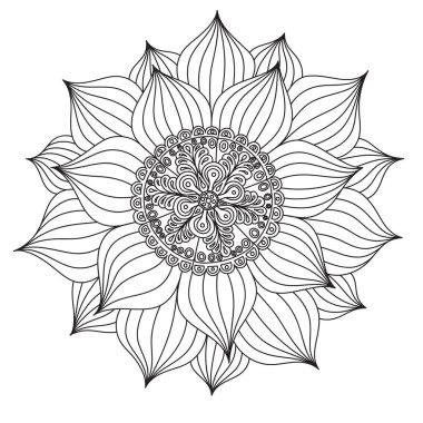 Soyut yuvarlak süsleme. Elle çizilmiş doodle. Vektör çizim