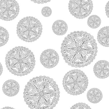 Soyut yuvarlak süsleme sorunsuz. Elle çizilmiş doodle. Vektör çizim