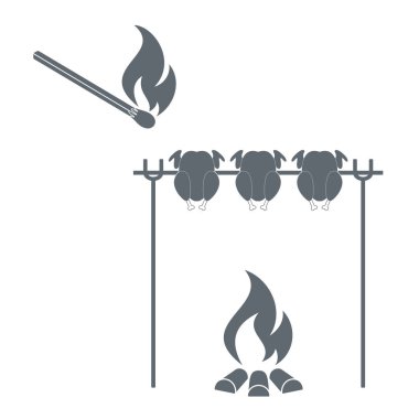 Izgara tavuk simgesi. Vektör illustratio