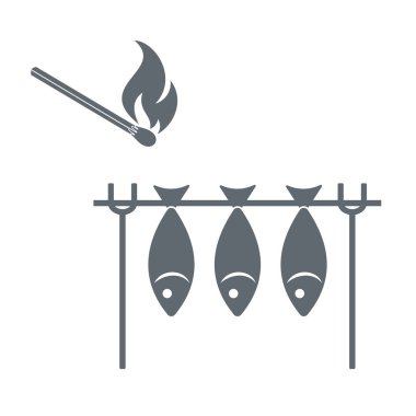 Izgara balık simgesi. Vektör illustratio