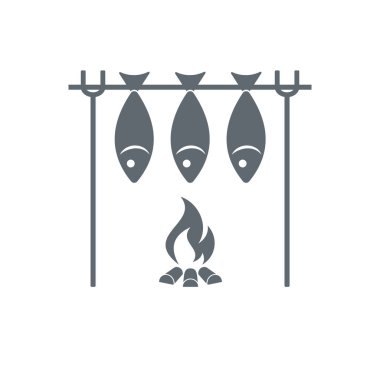 Izgara balık simgesi. Vektör illustratio