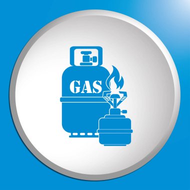 Kamp ocağı gaz şişesi simge vektör ile. Vektör çizim