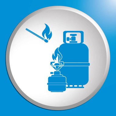 Kamp ocağı gaz şişesi simge vektör ile. Vektör çizim