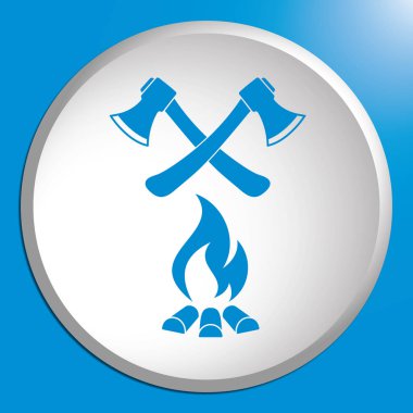 Balta ve kamp ateşi simgesi. Düz vektör illustratio