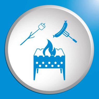 Mangal, Zephyr'i ve sosis simgesi. Vektör illustratio