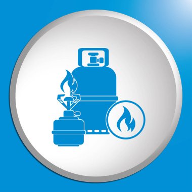 Kamp ocağı gaz şişesi simgesi olan. Vektör çizim