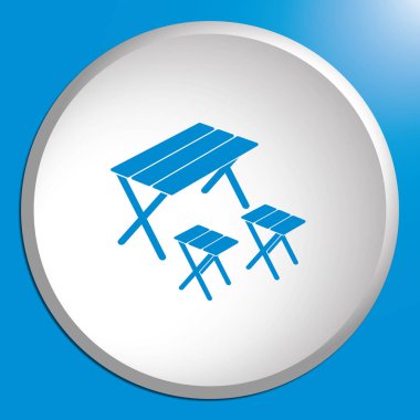 Kamp tablo ve dışkı simgesi. Vektör illustratio