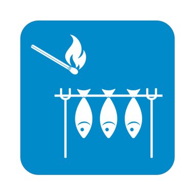 Izgara balık simgesi. Vektör illustratio