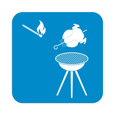 Barbekü ızgara tavuk simgesi olan. Vektör illustratio