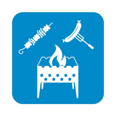 Mangal, Zephyr'i ve sosis simgesi. Vektör illustratio