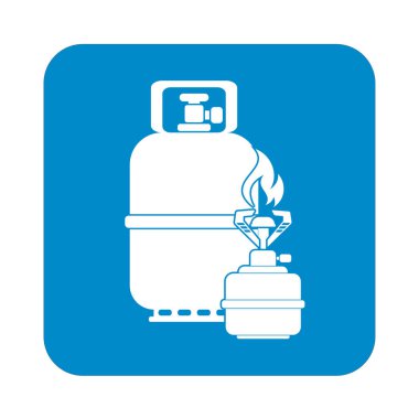Kamp ocağı gaz şişesi simge vektör ile. Vektör çizim