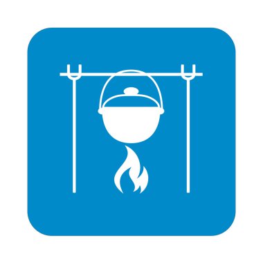 Yangın ve pot simgesi. Vektör çizim