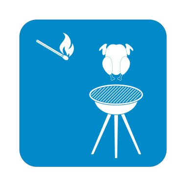 Barbekü ızgara tavuk simgesi olan. Vektör illustratio