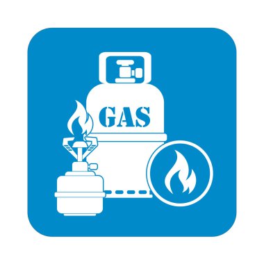 Kamp ocağı gaz şişesi simge vektör ile. Vektör çizim