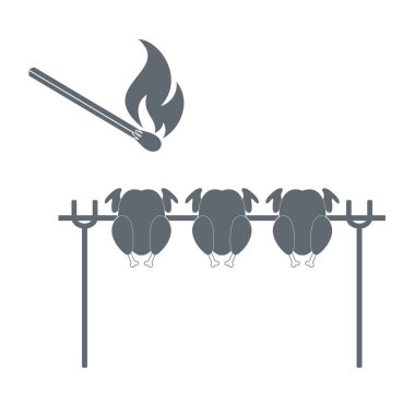 Izgara tavuk simgesi. Vektör illustratio