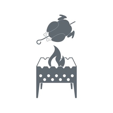 Mangal şiş ve tavuk simgesi. Vektör illustratio