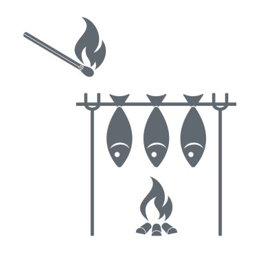 Izgara balık simgesi. Vektör illustratio