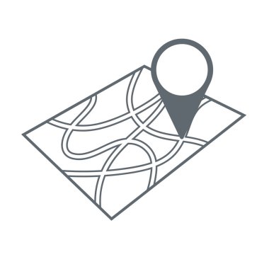 Harita simgesine işaret et. Vektör illüstrasyonu