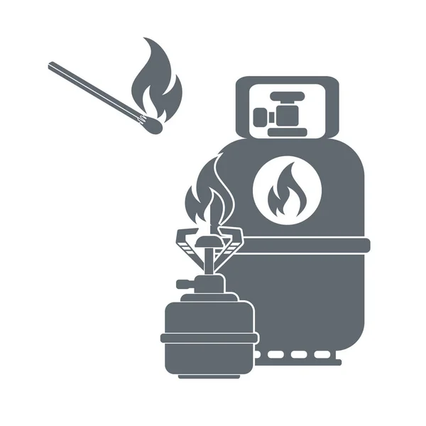 Camping Stove Gas Bottle Icon Vector Vector Illustration — Stock Vector