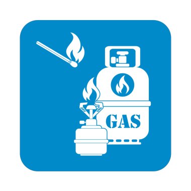 Kamp ocağı gaz şişesi simge vektör ile. Vektör çizim