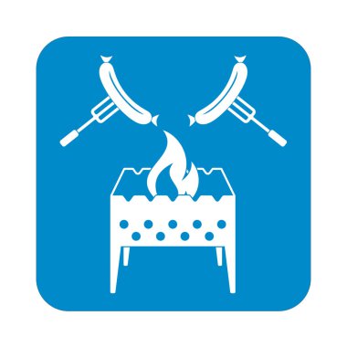 Mangal ve sosis simgesi. Vektör illustratio