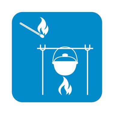 Yangın ve pot simgesi. Vektör çizim