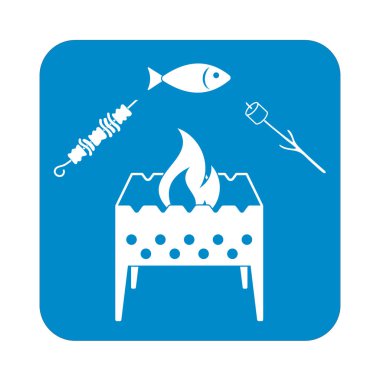 Izgara balık, Zephyr'i ve Kebap simgesi. Vektör illustratio