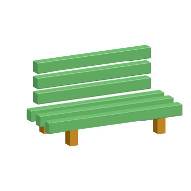 Park açık ahşap Bank vektör 3d simge glyp