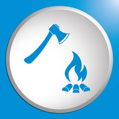 Balta ve kamp ateşi simgesi. Düz vektör illustratio