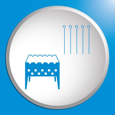 Mangal ızgarası ile şiş simgesini. Vektör illustratio