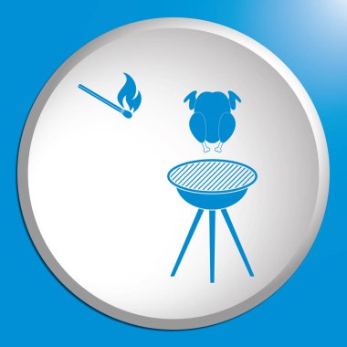 Barbekü ızgara tavuk simgesi olan. Vektör illustratio