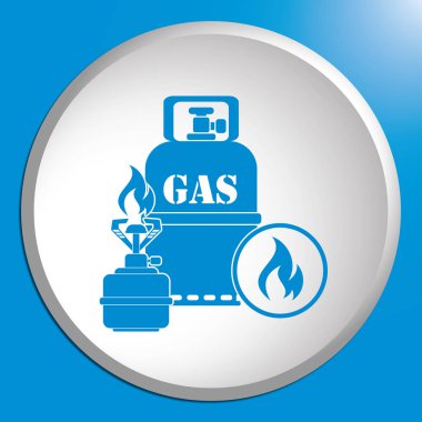 Kamp ocağı gaz şişesi simgesi olan. Vektör çizim